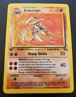 1st Edition Pokemon TCG Fossil Kabutops 24/62 Rare Non-Holo Vintage Card - LP - Image 1
