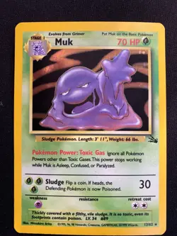 Pokemon TCG Muk Holo Rare Card 13/62 Fossil 1999 - Image 1