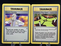 2x Gym Heroes /132 Pokemon Card/Karte TRAINER Blaine's Gamble + Celadon City Gym - Image 1