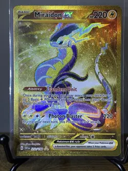 Pokemon TCG Miraidon EX 253/198 Scarlet & Violet Base Set Hyper Rare Card Gold - Image 1