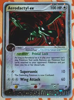 Pokemon TCG Aerodactyl EX Ultra Rare Card 94/100 Holo Bleed Excellent Condition - Image 1
