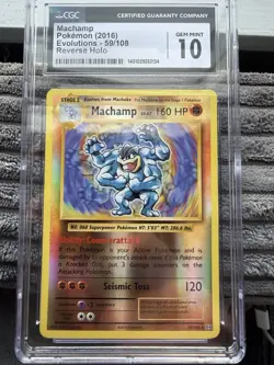 Pokemon TCG Machamp Reverse Holo Rare Card 59/108 XY Evolutions CGC 10 Gem Mint - Image 1