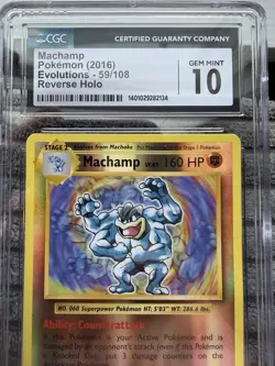 Pokemon TCG Machamp Reverse Holo Rare Card 59/108 XY Evolutions CGC 10 Gem Mint - Image 2