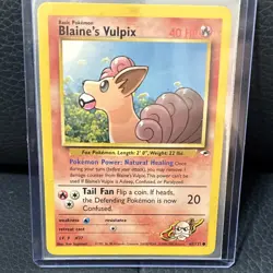 Pokemon TCG Gym Challenge Blaine's Vulpix Growlithe Rhyhorn Tauros 4 Card Lot NM - Image 3