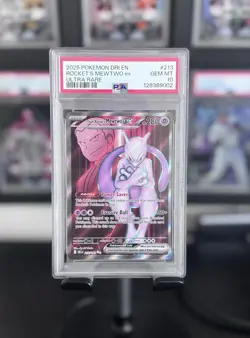 2025 POKEMON DRI EN-DESTINED RIVALS ULTRA RARE TEAM ROCKET'S MEWTWO EX PSA 10 - Image 1