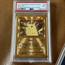 2021 Pokemon Celebrations UPC Gold Metal Charizard + Pikachu PSA 8-9 Sequential - Image 3