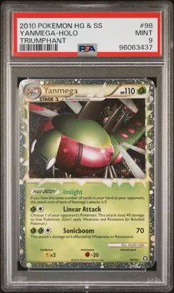 PSA 9 Yanmega Prime #98 HGSS Pokemon Holo Rare Triumphant English Mint - Image 1