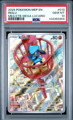 Pokemon TCG Riolu 010 Mega Evolution ETB Promo Card PSA 10 - Image 1