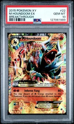 2015 POKEMON XY BREAKTHROUGH #22 M HOUNDOOM EX PSA 10 - Image 1