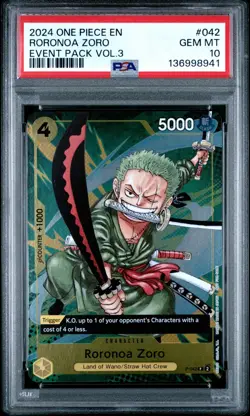 2024 ONE PIECE P-042 CHAMPIONSHIP EVENT PACK VOL 3 PROMO RORONOA ZORO PSA 10 - Image 1