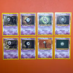 VINTAGE Unown Lot - 8 x Unown (3 x 1st Ed.) Neo Discovery Pokemon TCG Cards - Image 1
