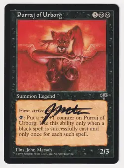 Signed Purraj of Urborg Proof Sketch LP Mirage Artist John Matson MTG Magic AP! - Image 2