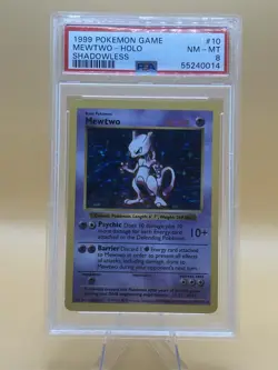 1999 Pokemon Shadowless Base Set Mewtwo Holo #10 PSA 8 - Image 1