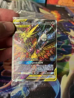 Pokemon TCG Sealed Moltres Zapdos Articuno GX SM210 Stained Glass Promo Holo - Image 1