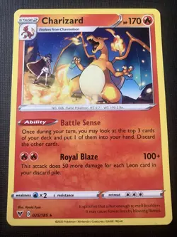 Pokemon TCG Charizard 025/185 Sword & Shield Vivid Voltage 2020 Normal Rare NM - Image 1