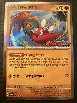 Hawlucha 007 (Prerelease) Pokemon Scarlet & Violet Base Set 2023 Stamped Holo - Image 1