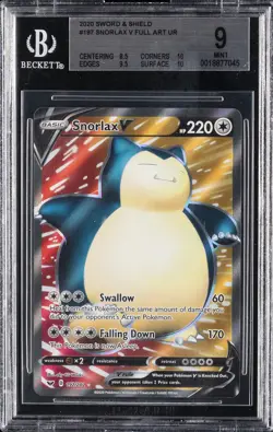 2020 POKEMON SWORD & SHIELD #197 FULL ART/SNORLAX V BGS 9 - Image 1