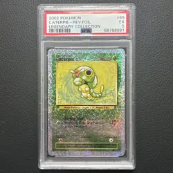 2002 POKEMON LEGENDARY COLLECTION #69 CATERPIE-REVERSE FOIL PSA 5 - Image 1