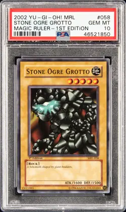 2002 YU-GI-OH! MRL-MAGIC RULER 1ST ED #058 STONE OGRE GROTTO PSA 10 - Image 1
