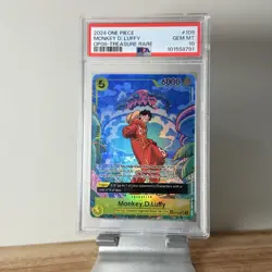 2024 ONE PIECE OP08 #109 TWO LEGENDS MONKEY D LUFFY TREASURE RARE PSA 10 GEM MNT - Image 1
