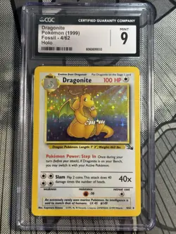 CGC 9 MINT Dragonite 1999 Fossil 4/62 Holo Pokemon Card - Image 1