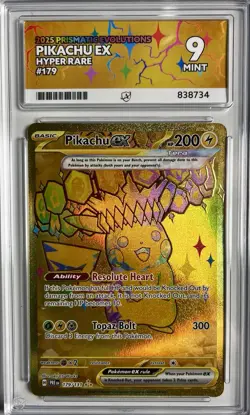 Pokemon Pikachu EX Prismatic Evolution Card 179/131 Hyper Rare Graded Ace 9 MINT - Image 1