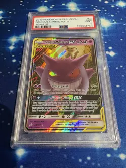 Gengar & Mimikyu GX Tag Team PSA 9 53/181 Up Sun & Moon Pokemon 2019 - Image 1
