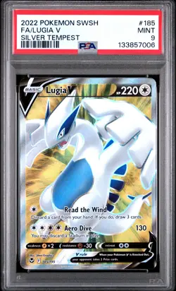 2022 POKEMON SWORD & SHIELD SILVER TEMPEST #185 FULL ART/LUGIA V PSA 9 - Image 1