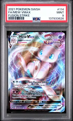 2021 POKEMON SWORD & SHIELD FUSION STRIKE #114 FULL ART/MEW VMAX PSA 9 - Image 1