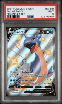 2021 POKEMON SWORD & SHIELD SHINING FATES #SV110 FULL ART/LAPRAS V PSA 9 - Image 1