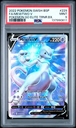 2022 POKEMON SWSH BLACK STAR PROMO #229 FULL ART/MEWTWO V PSA 9 - Image 1