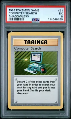 1999 POKEMON GAME #71 COMPUTER SEARCH SHADOWLESS PSA EX 5 - Image 1
