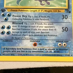 Pokemon TCG 1st Edition Articuno Non Holo Fossil Set 17/62 1999 - Image 5
