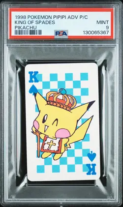 1998 POKEMON PIPIPI ADVENTURE PLAYING CARDS PIKACHU KING OF SPADES PSA 9 - Image 1