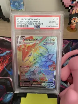 Pokemon PSA 10 Rayquaza VMAX (Secret Rare) 217/203 SWSH07: Evolving Skies Holo - Image 1