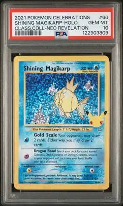 Shining Magikarp-Holo Pokemon Celebrations Classic Collection 66 NM PSA 10 - Image 1