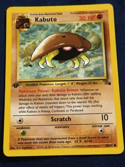 Pokemon TCG Kabuto Fossil 1st Edition Unlimited Common 50/62 1999 LP+ - Image 1