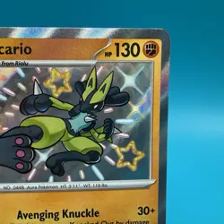 Lucario 174/091🌟SV: Paldean Fates SHINY Rare Holo Pokemon TCG Card NM Condition - Image 3