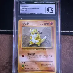 CGC 9.5 MINT+ Sandshrew #027 Base Set Vintage Japanese Pokemon Card - Image 1