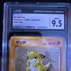 CGC 9.5 MINT+ Sandshrew #027 Base Set Vintage Japanese Pokemon Card - Image 3