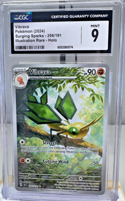 Vibrava 206/191 Illustration Rare Surging Sparks CGC 9 Mint Pokemon Card SV8 - Image 1