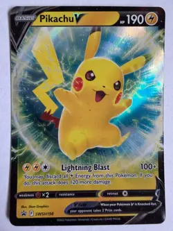 Pokemon TCG SWSH Sword & Shield 198 Pikachu Black Star Promo Holo - Image 1