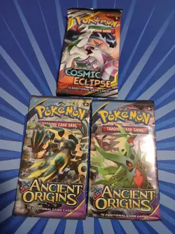 Pokemon 3x Factory Sealed Boosters 2x Ancient Origins & Cosmic Eclipse - Image 1