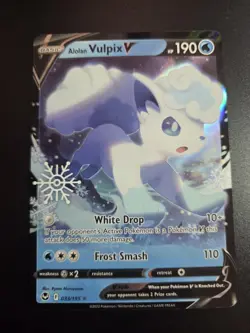 Alolan Vulpix V - 33/195 - Pokemon Silver Tempest - Snowflake Stamped - NM - Image 1