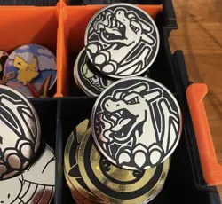 Pokemon TCG lot of Official Coins Jumbo and Standard Also Pins And Dice LG Lot - Image 4