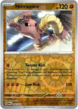 Pokemon - Hitmonlee - Reverse Holo - Uncommon - 106/165 - S & V: 151 - (NM) - Image 1