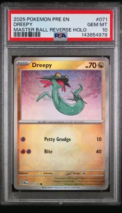 Pokemon Dreepy Prismatic Evolutions MASTER BALL #071 PSA 10 ENGLISH REV HOLO 💥 - Image 2