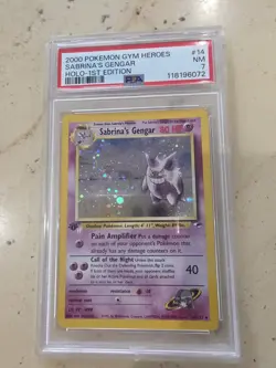 Sabrina's Gengar Holo 1st Edition #14/132 Pokemon Gym Heroes PSA 7 Near Mint - Image 1