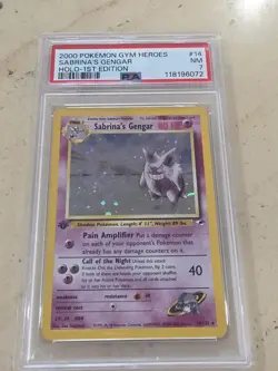 Sabrina's Gengar Holo 1st Edition #14/132 Pokemon Gym Heroes PSA 7 Near Mint - Image 3