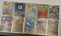 Lot Of 10 Pokemon TCG Cards All Holographic Rare, Rainbow, Gold Star, Ditto Foil - Image 1